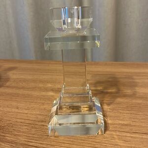 CRYSTAL SINGLE CANDLE HOLDER CLEAR 6”H